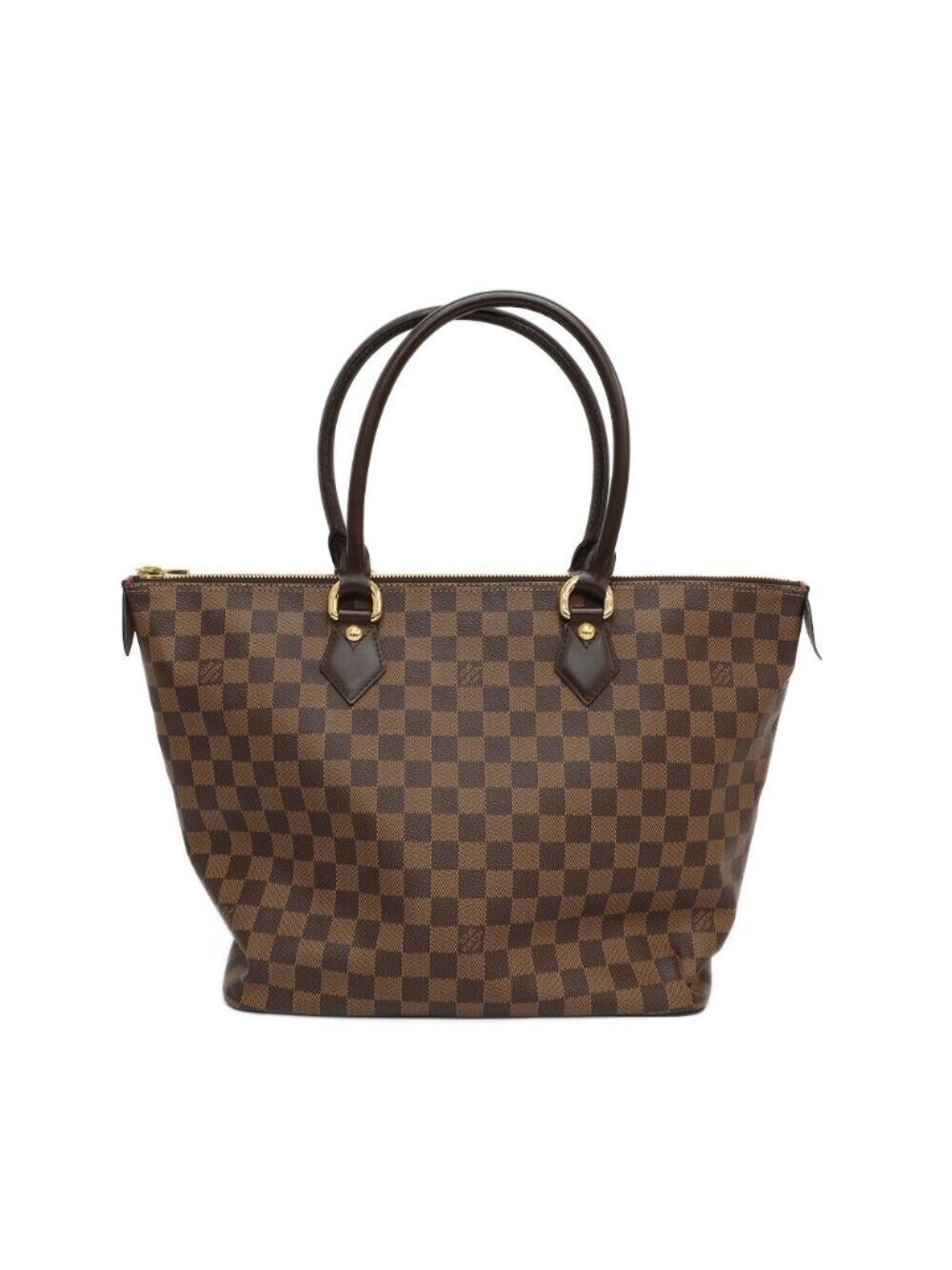 Louis Vuitton Saleya MM Tote Damier Brown Gold Leather Handbag
